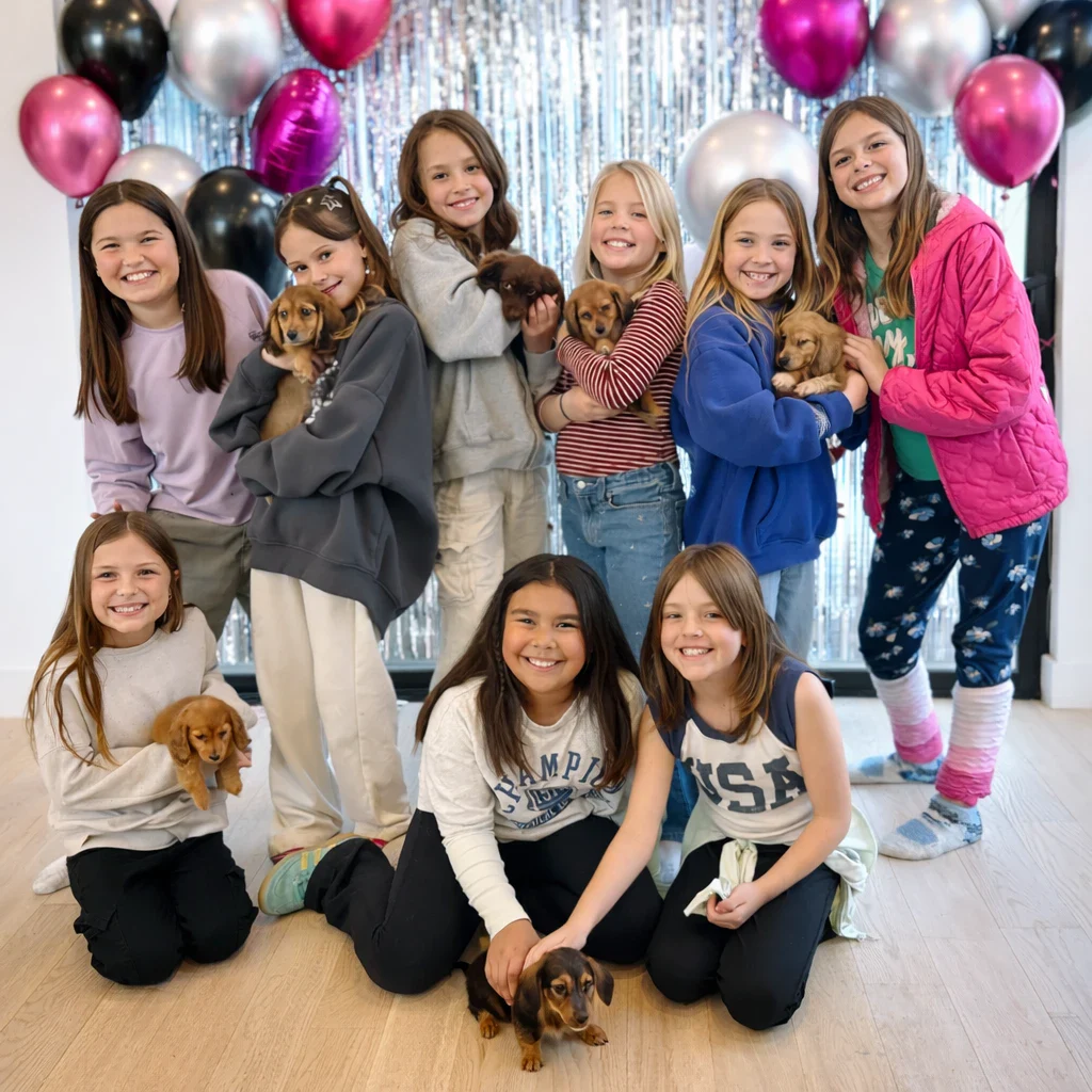 Dream A Dream Birthday Event with group of girls and puppies